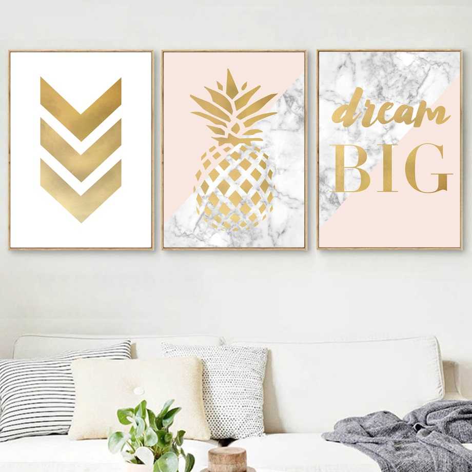 Geometric Pineapple & Marble Pattern Wall Picture