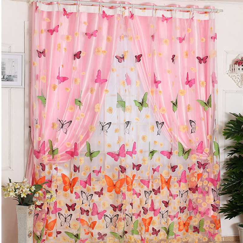 200cm x 100 cm Sheer Butterfly Curtains