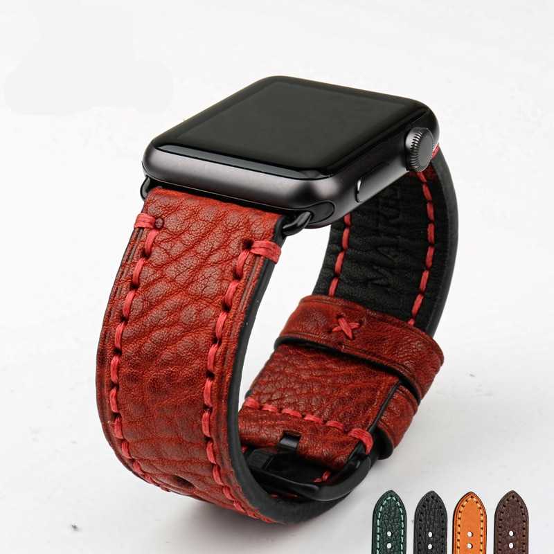 Stitched Leather Watch Band For Apple Watch