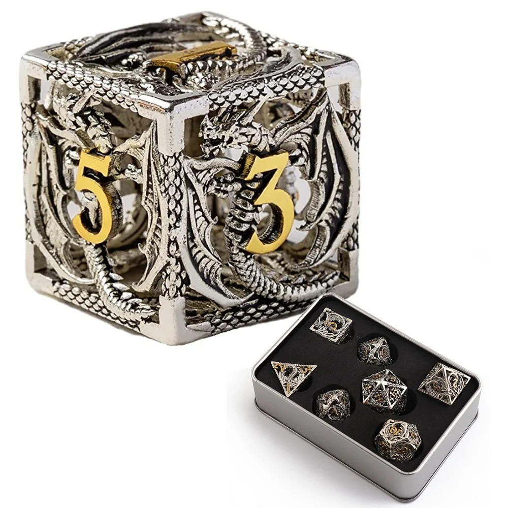 Draco Immortui Hollow Metal Dice Set - Bronze