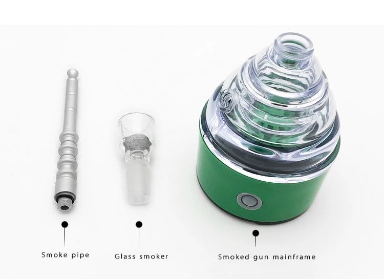 Colorful herbal vaporizer with smoke pipe, glass smoker, and mainframe.