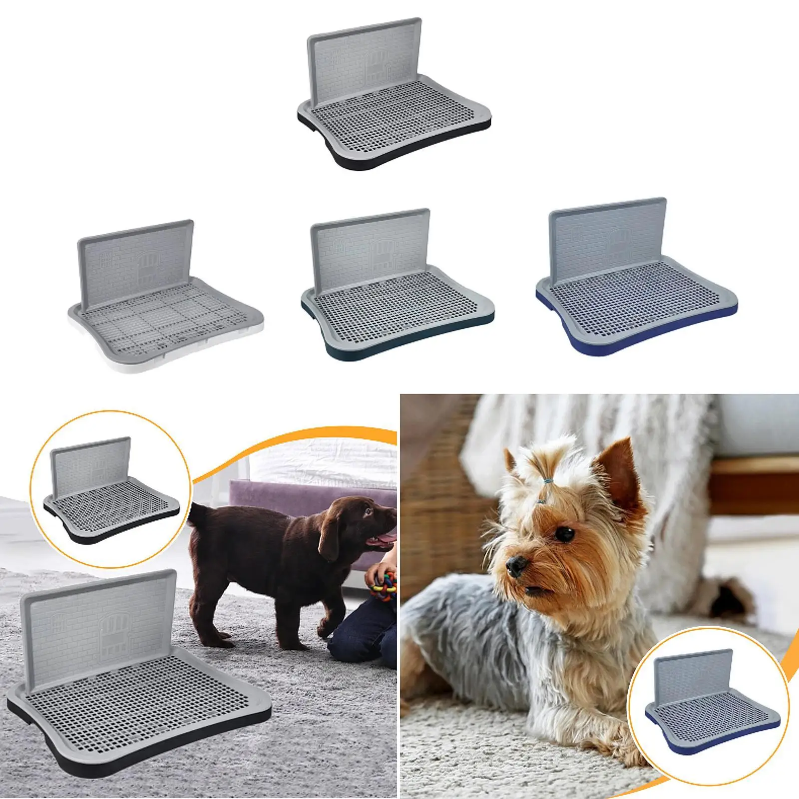 Dog Potty Tray Bedpan Anti Splashing Washable Lattice with Wall Column Training Toilet for Small and Medium Dogs Hamster Puppy