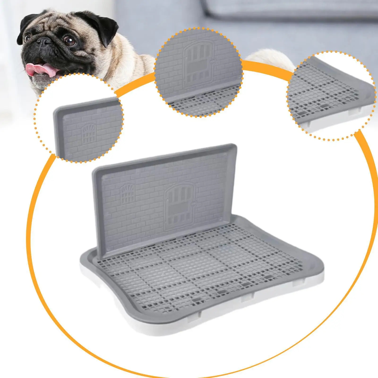 Dog Potty Tray Bedpan Anti Splashing Washable Lattice with Wall Column Training Toilet for Small and Medium Dogs Hamster Puppy