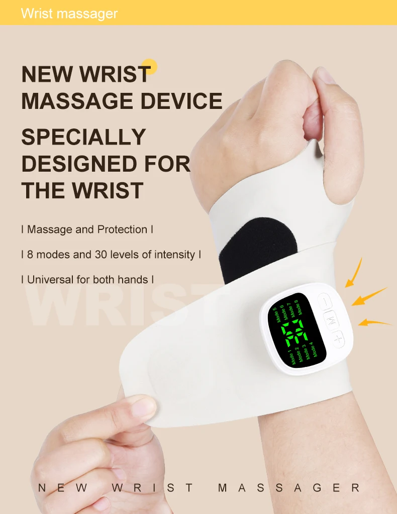 Wrist massage device for pain relief and support.